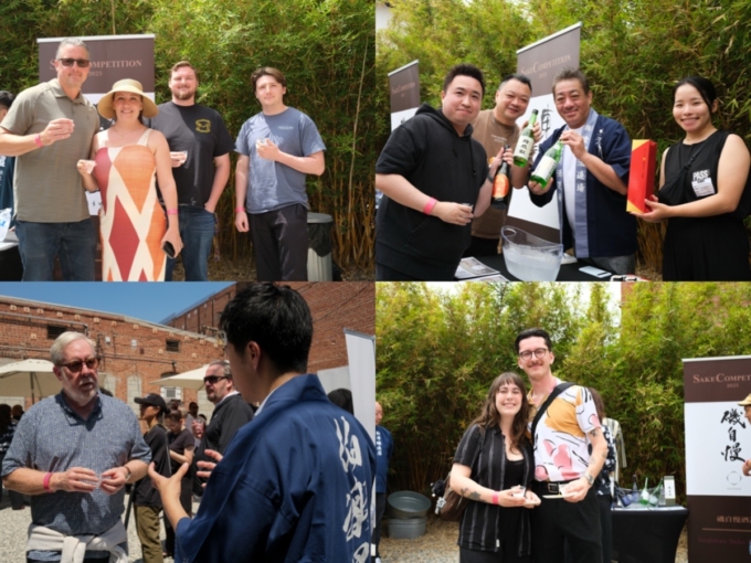 「SAKE COMPETITION」受賞酒のお披露目会での、蔵元のみなさんと参加者の様子