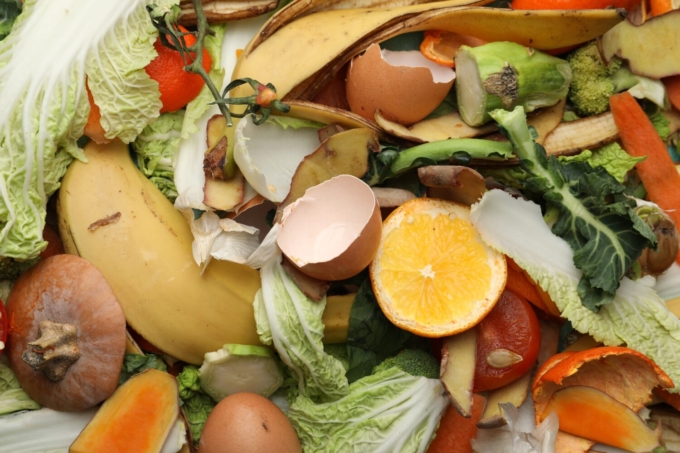 Pile of organic waste for composting as background, closeup